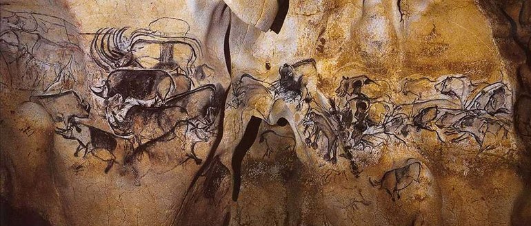 Первая наскальная живопись в пещере Шове во Франции